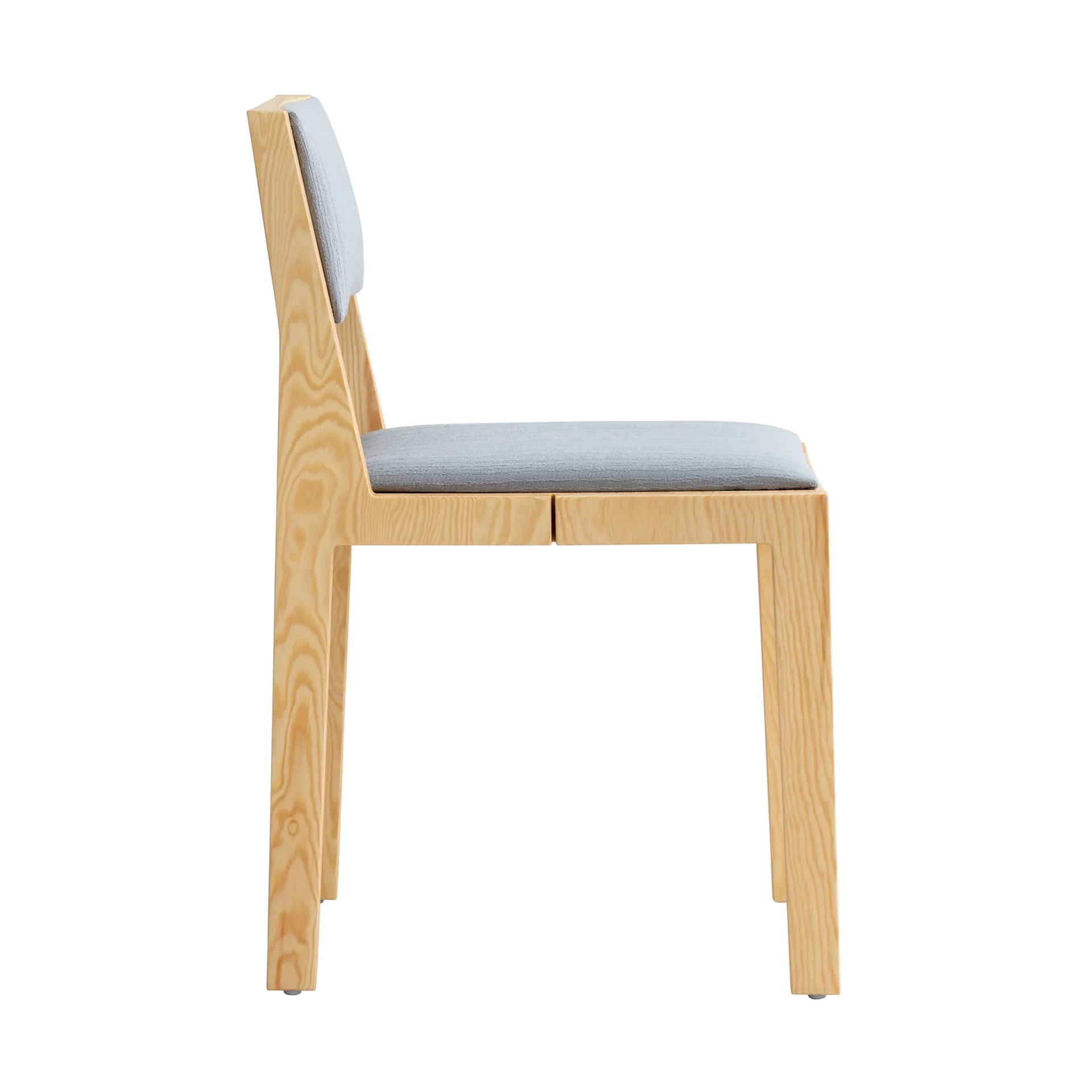Krzesło 016 Maasto Dining Chair, Sosna olejowana i woskowana, matowe, przód tapicerowany na szaro Vaarnii
