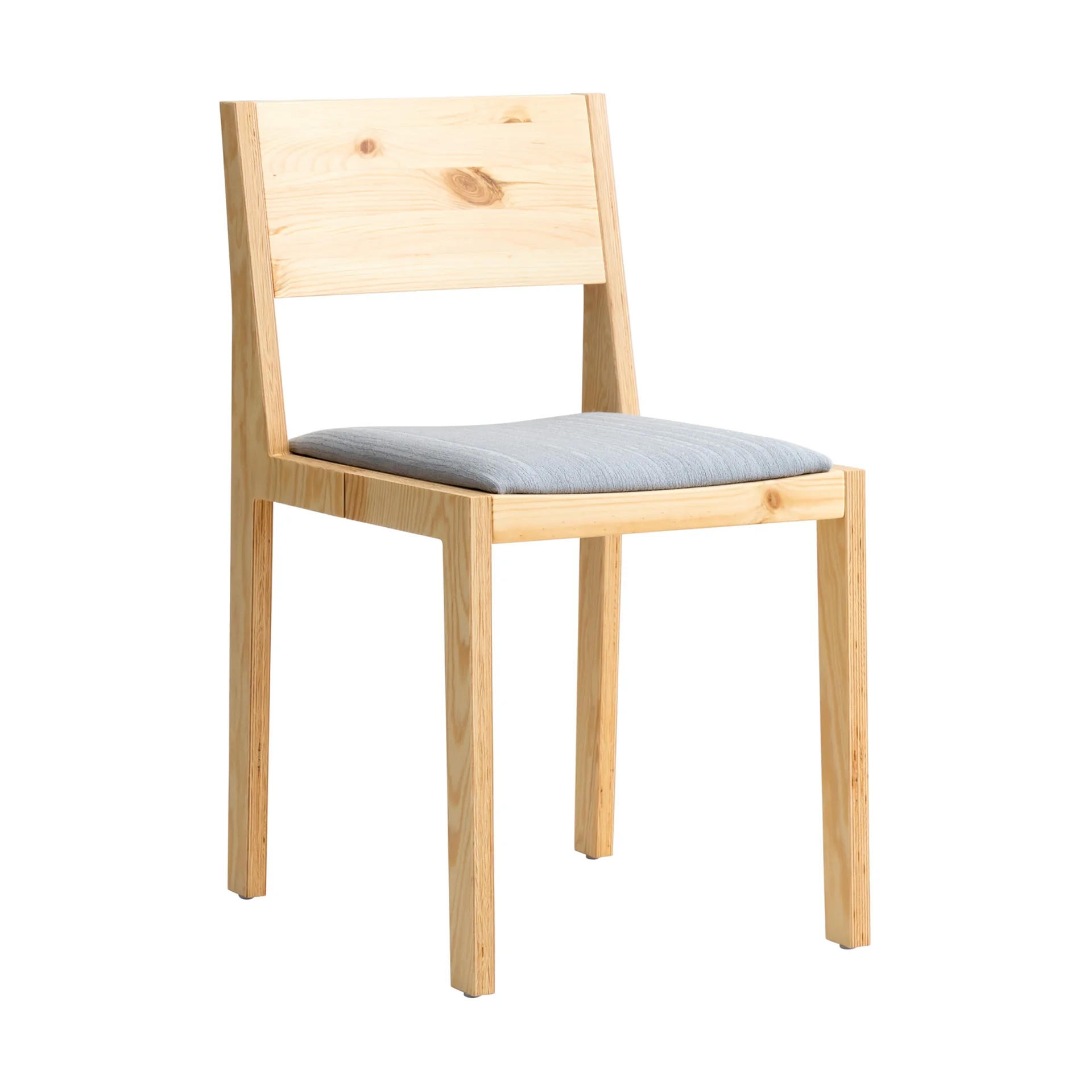 Krzesło 016 Maasto Dining Chair, Sosna olejowana i woskowana, matowe, siedzisko tapicerowane na szaro Vaarnii