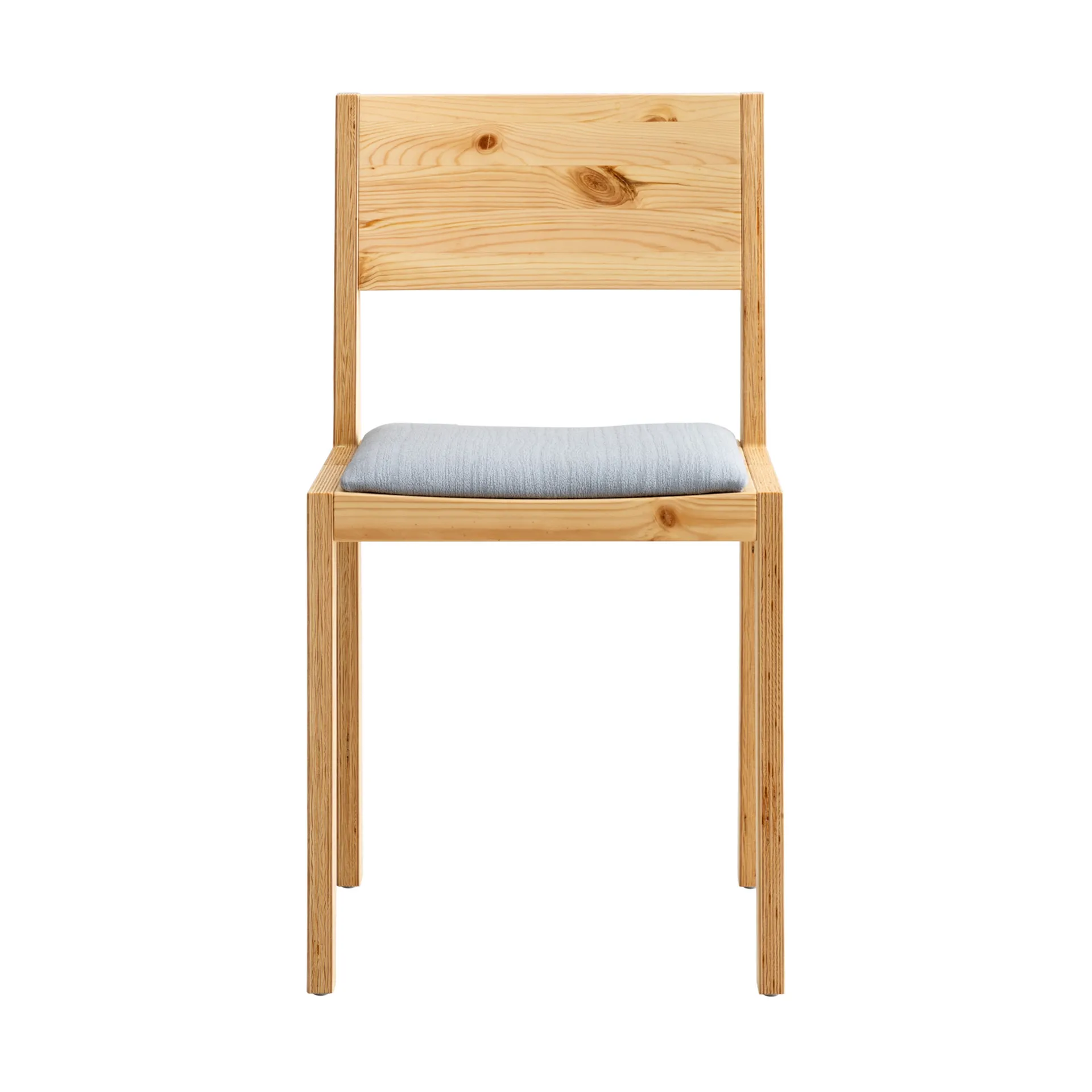 Krzesło 016 Maasto Dining Chair, Sosna olejowana i woskowana, matowe, siedzisko tapicerowane na szaro Vaarnii