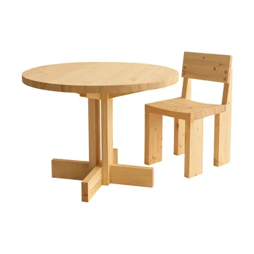Stół 001 Dining Table - Sosna olejowana i woskowana, matowe, Ø100×74 cm - Vaarnii