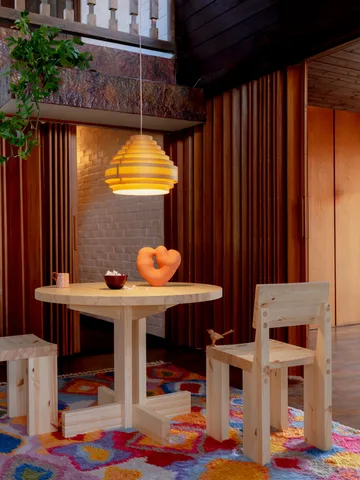 Stół 001 Dining Table - Sosna olejowana i woskowana, matowe, Ø100×74 cm - Vaarnii