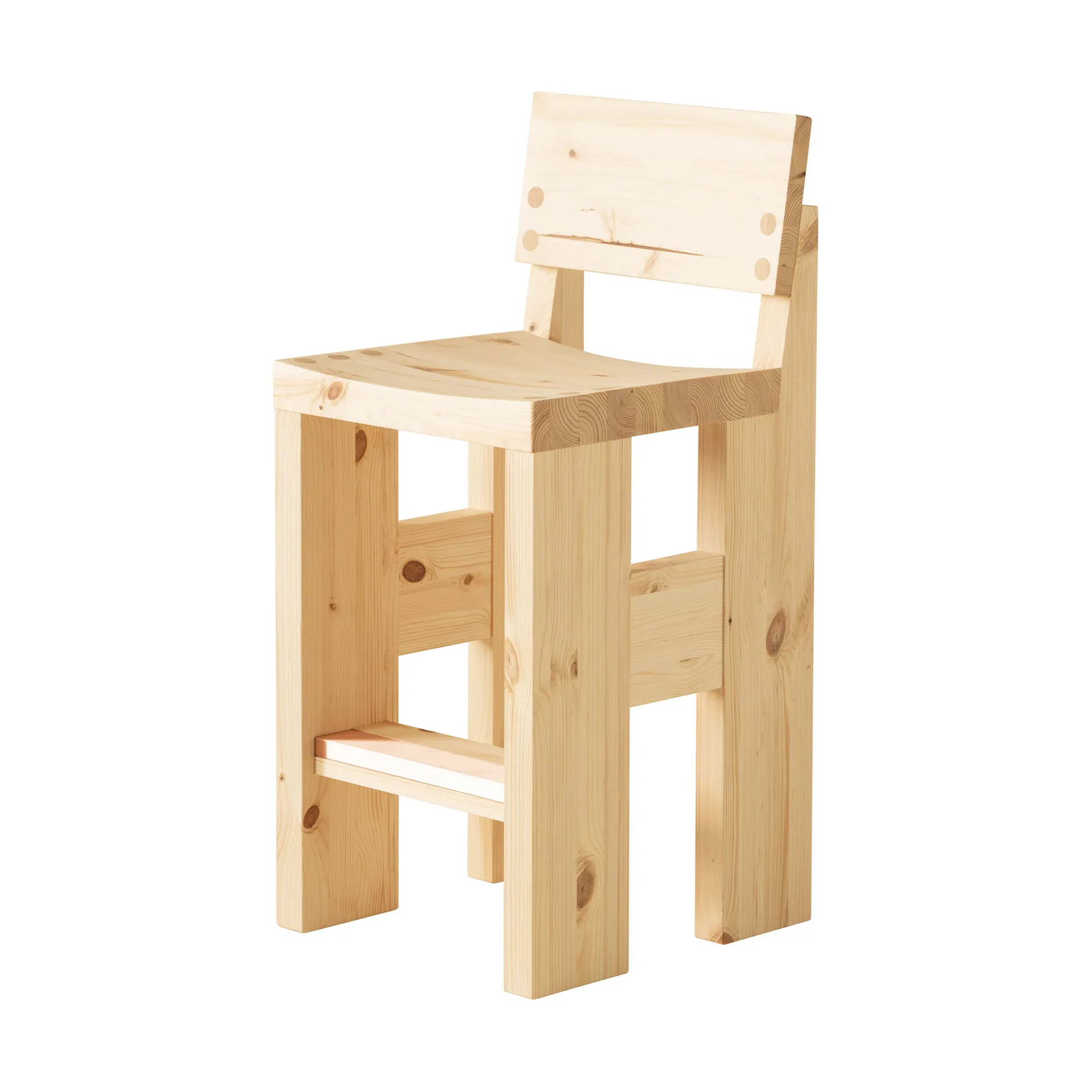 Stołek barowy 001 Bar Stool, Sosna olejowana i woskowana, matowe, 65 cm Vaarnii