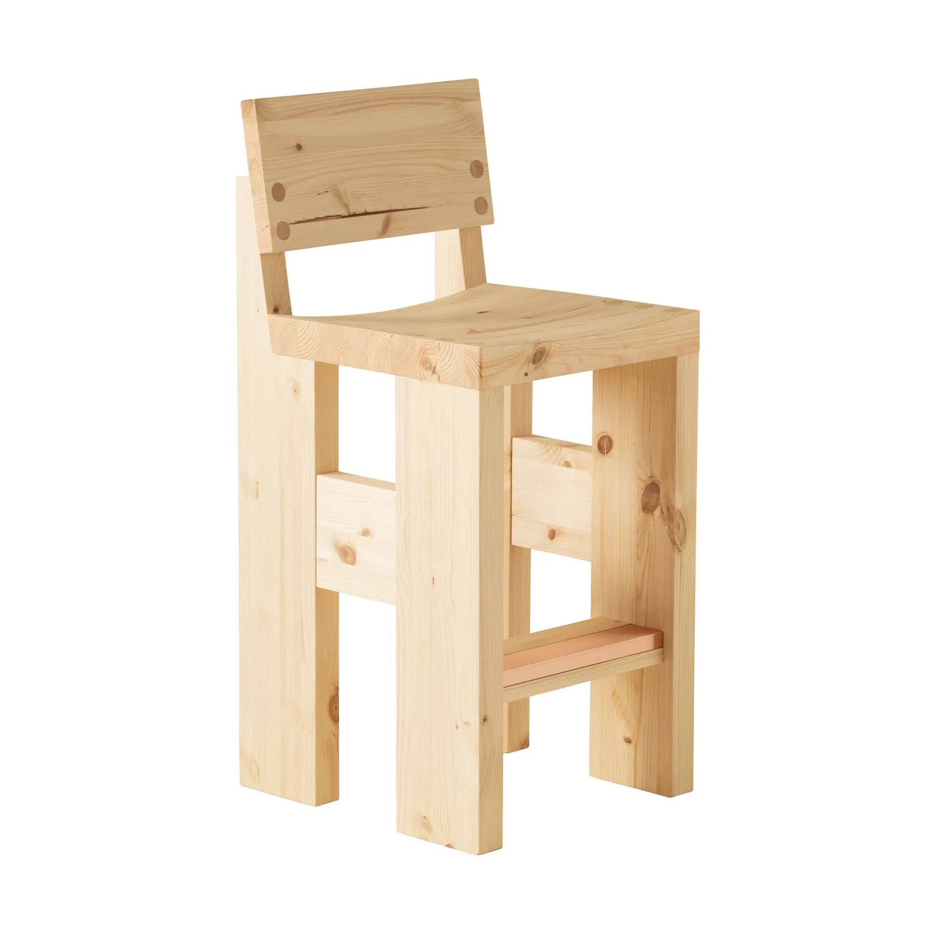Stołek barowy 001 Bar Stool, Sosna olejowana i woskowana, matowe, 65 cm Vaarnii