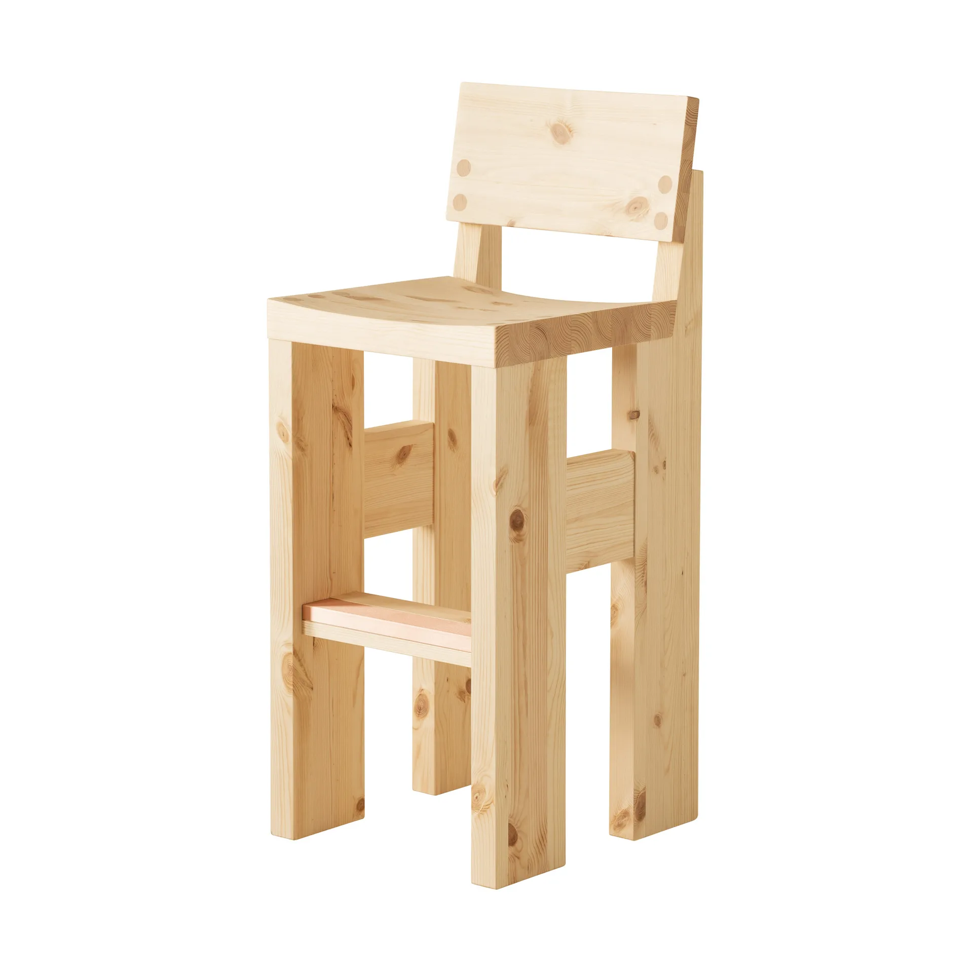 Stołek barowy 001 Bar Stool, Sosna olejowana i woskowana, matowe, 75 cm Vaarnii