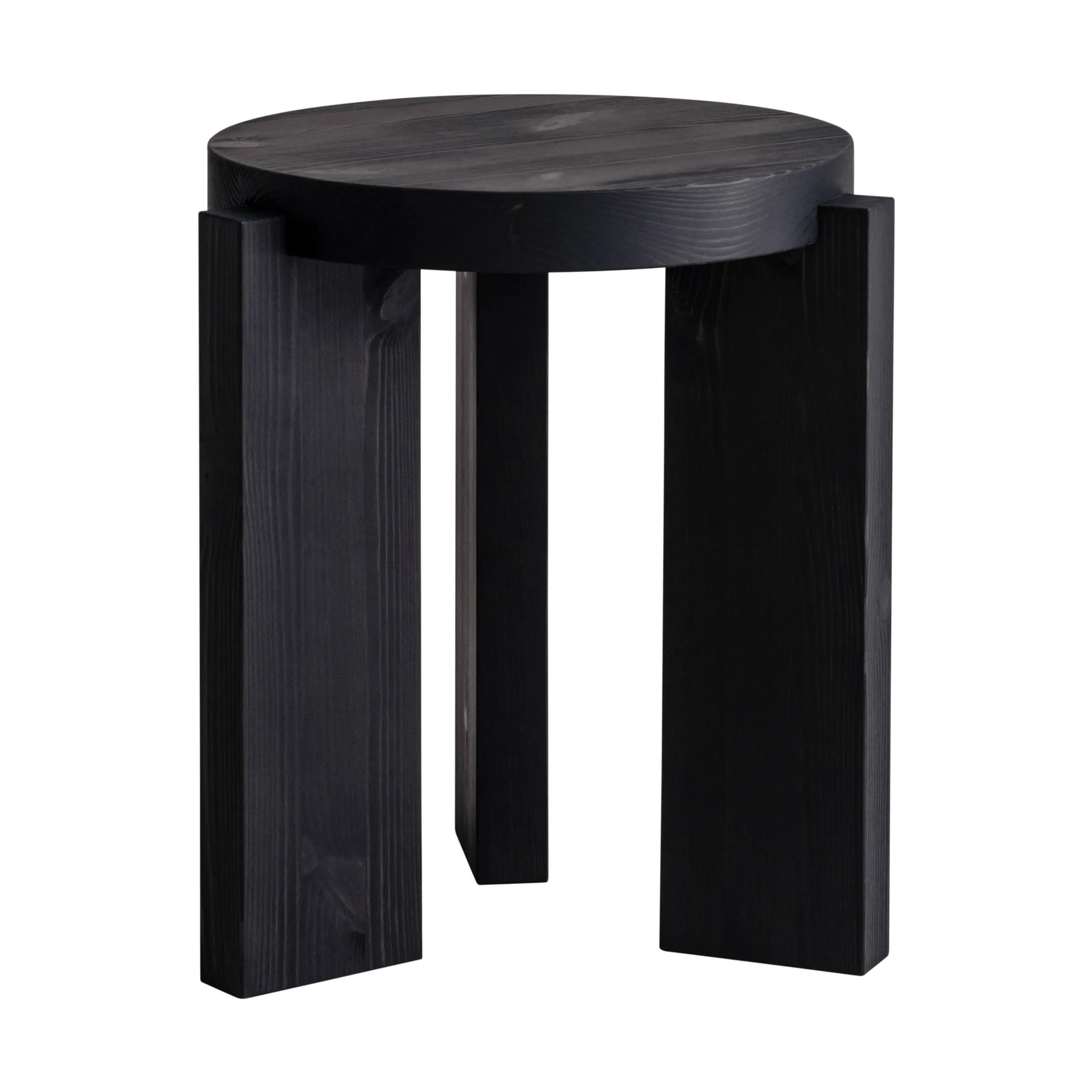 Taboret 001 Stool, Sosna bejcowana na czarno, Ø40×44 cm Vaarnii