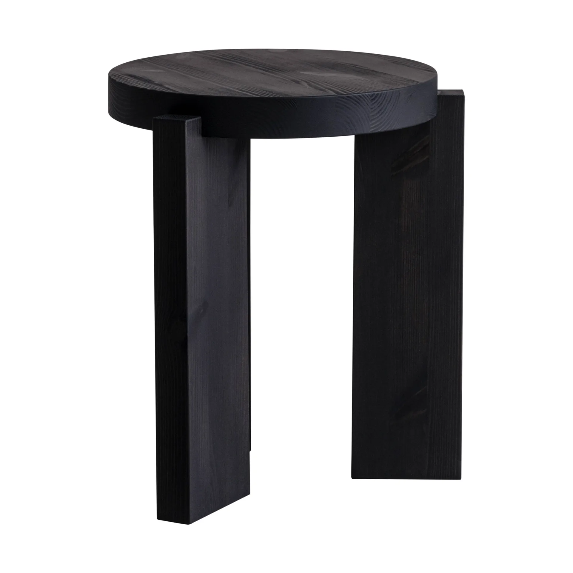 Taboret 001 Stool, Sosna bejcowana na czarno, Ø40×44 cm Vaarnii