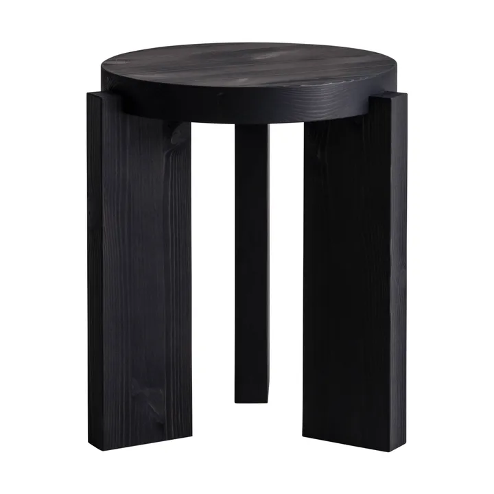 Taboret okrągły 001 Stool - Sosna bejcowana na czarno, Ø40×44 cm - Vaarnii