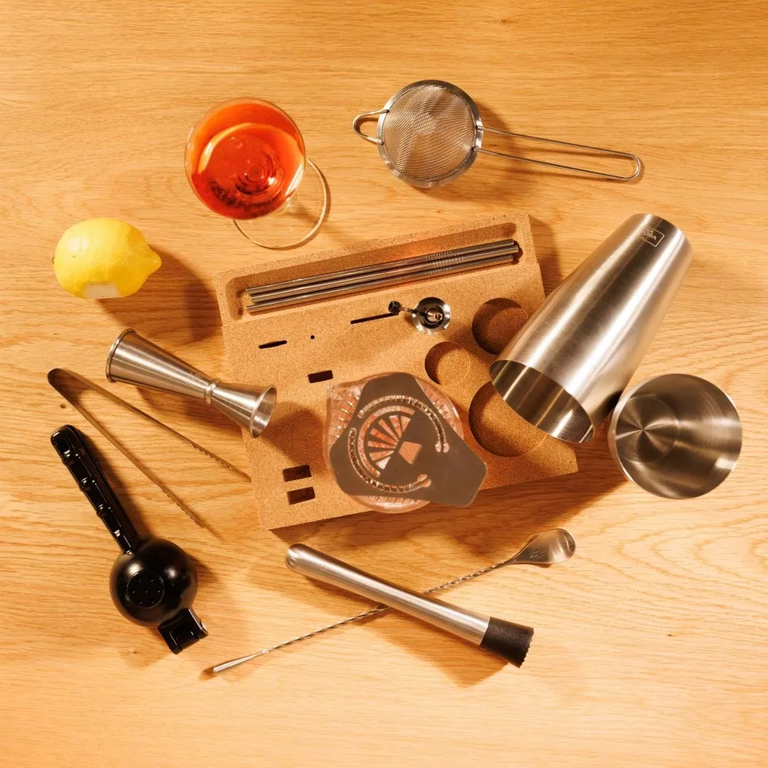 Zestaw barmański Vacuvin Mixologist Bar In a Box, Stal nierdzewna, 14 elementów Vacuvin