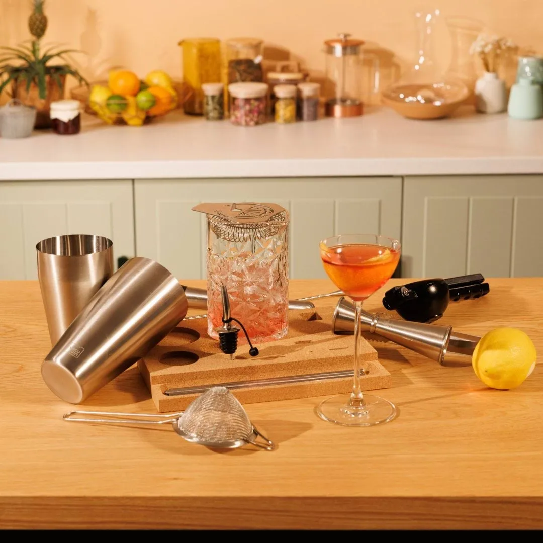 Zestaw barmański Vacuvin Mixologist Bar In a Box, Stal nierdzewna, 14 elementów Vacuvin