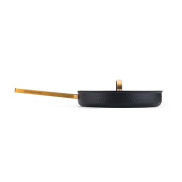 Czarna młotkowana patelnia traktorowa Arvet z pokrywą - Model X2, Ø28 cm - Vargen & Thor