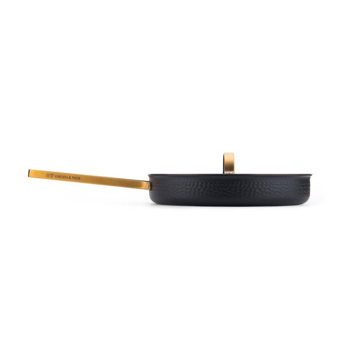 Czarna młotkowana patelnia traktorowa Arvet z pokrywą, Model X2, Ø28 cm Vargen & Thor
