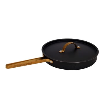 Czarna młotkowana patelnia traktorowa Arvet z pokrywą - Model X2, Ø28 cm - Vargen & Thor