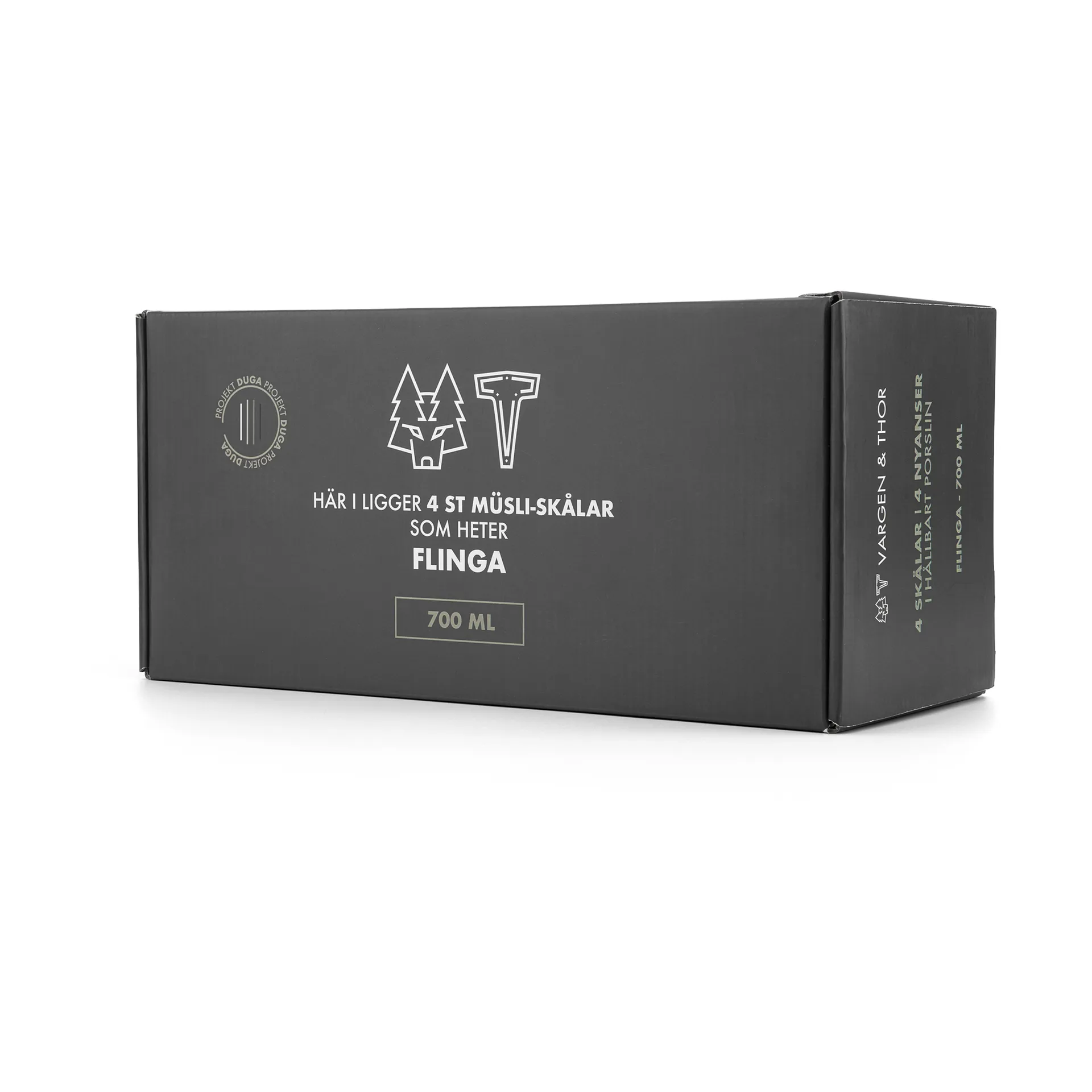 Miska Duga flinga 700 ml 4 szt., Biały, piaskowoszary, antracytowy, czarny Vargen & Thor