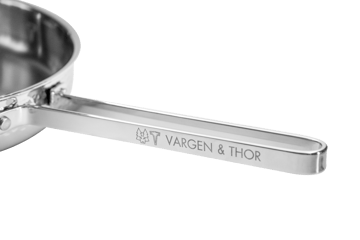 Patelni do smażenia z młotkowaną powłoką Model M1 Ø28 cm - Chrom z pokrywką - Vargen & Thor