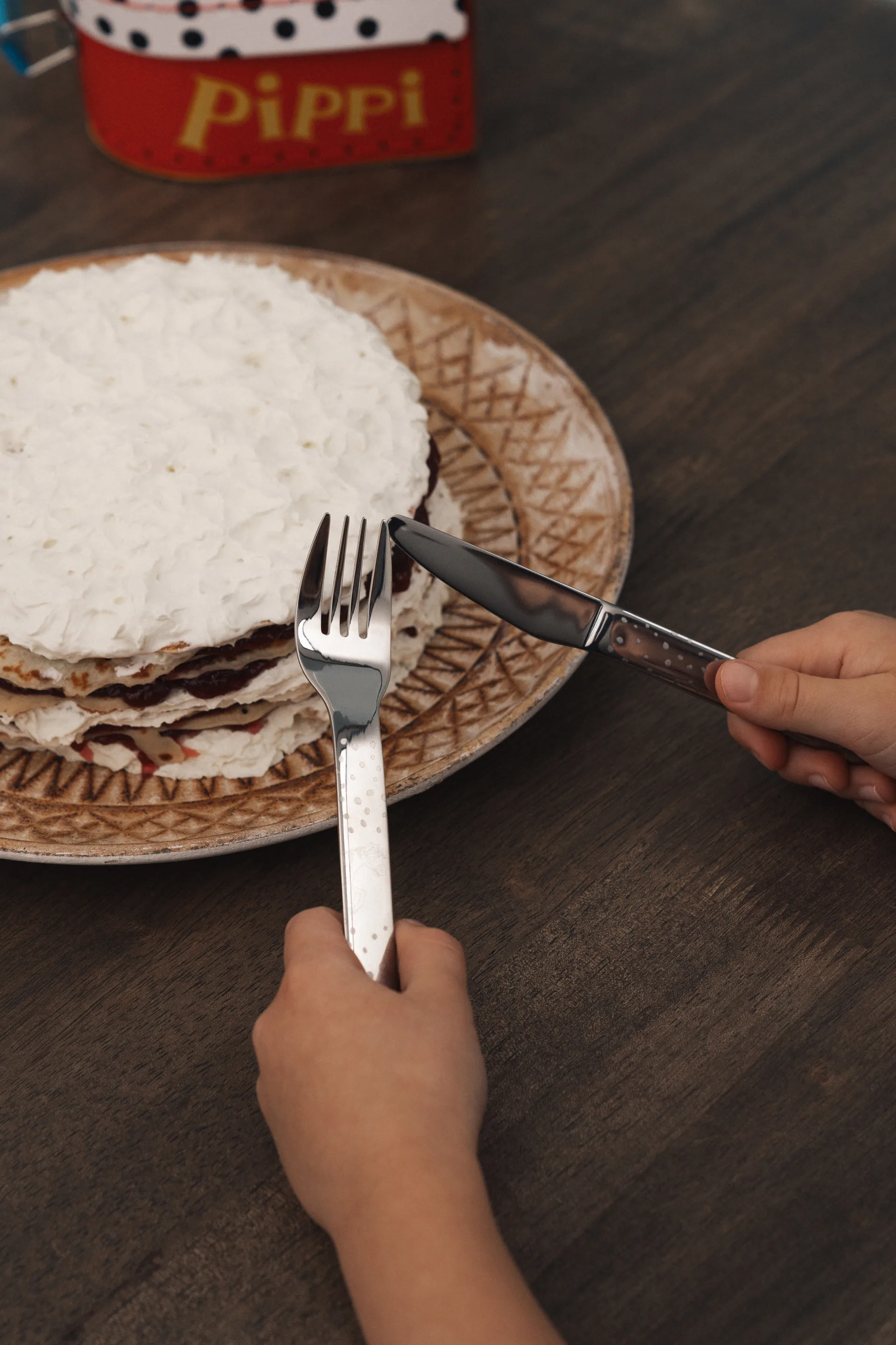 Sztućce dziecięce Lupo Pippi 9 części, Srebrne Vargen & Thor