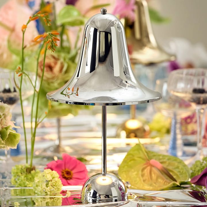Przenośna lampa stołowa Pantop 30 cm, Shiny chrome Verpan