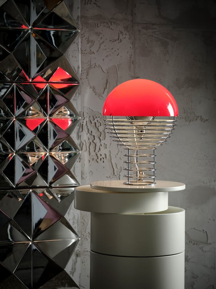 Wire lampa stołowa Ø30 cm - Chromowo-czerwony - Verpan