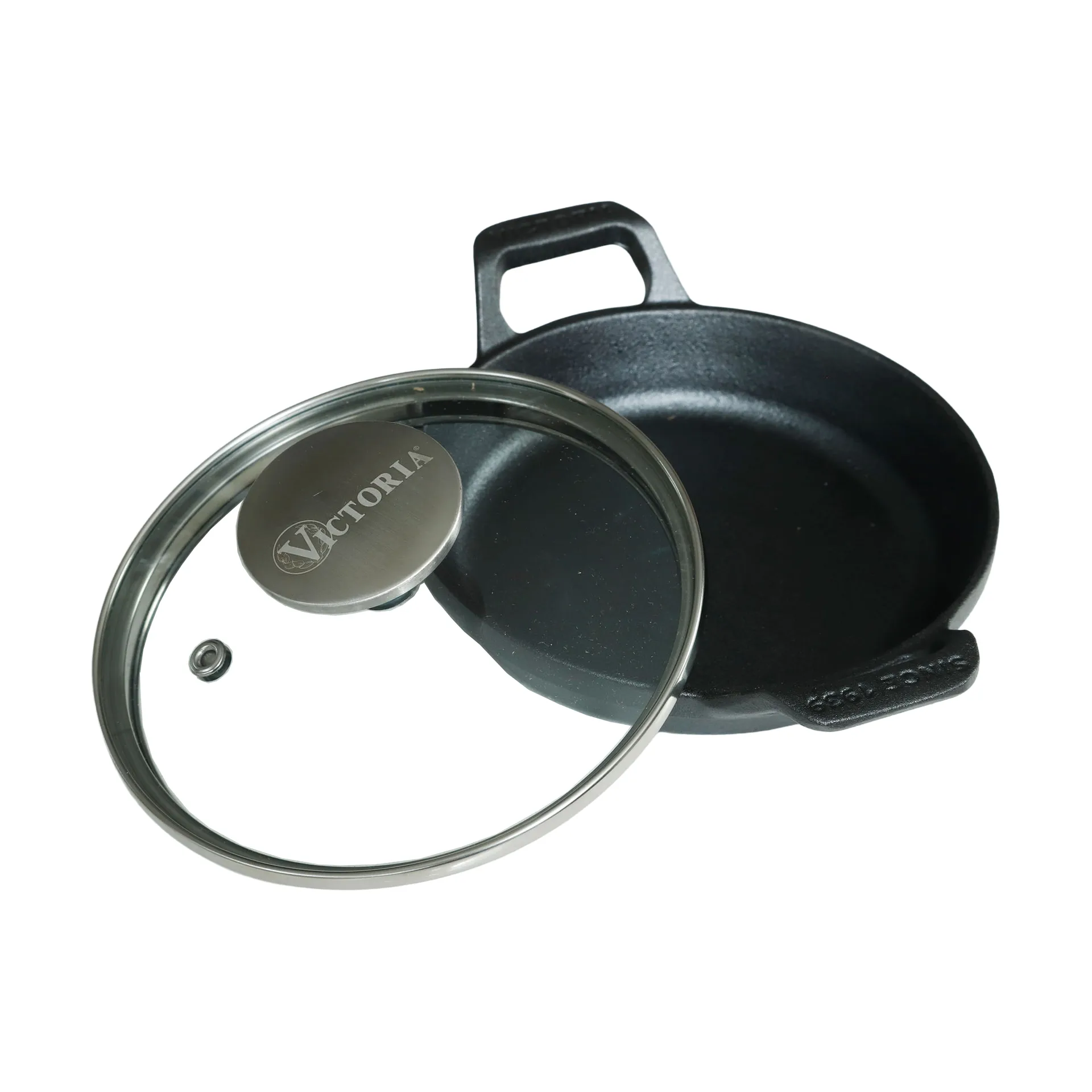 Mini okrągły garnek z pokrywką szklaną, emaliowany żeliwny, Ø14 cm Victoria
