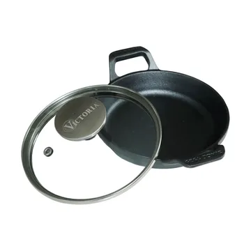 Mini okrągły garnek z pokrywką szklaną, emaliowany żeliwny - Ø14 cm - Victoria