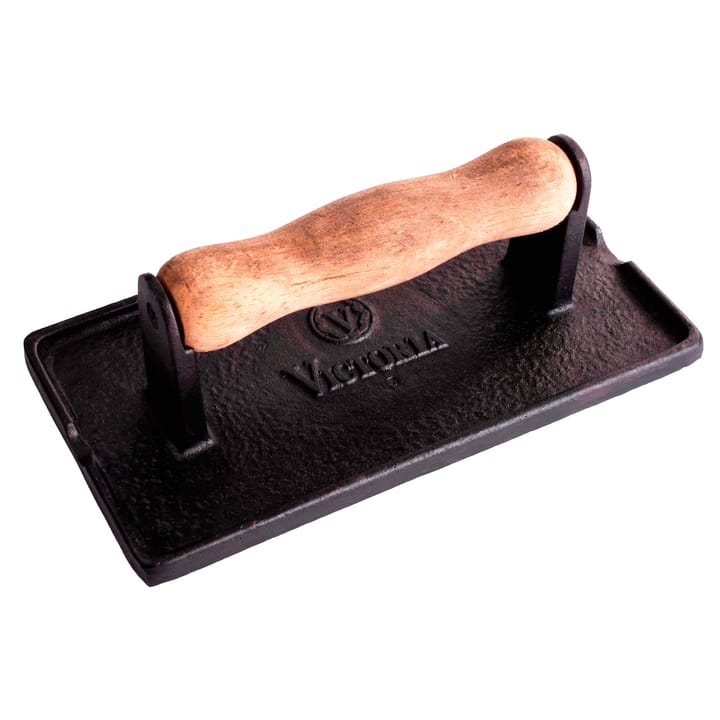 Prasa do bekonu i grilla z żeliwa z drewnianą rączką - 21x11 cm - Victoria