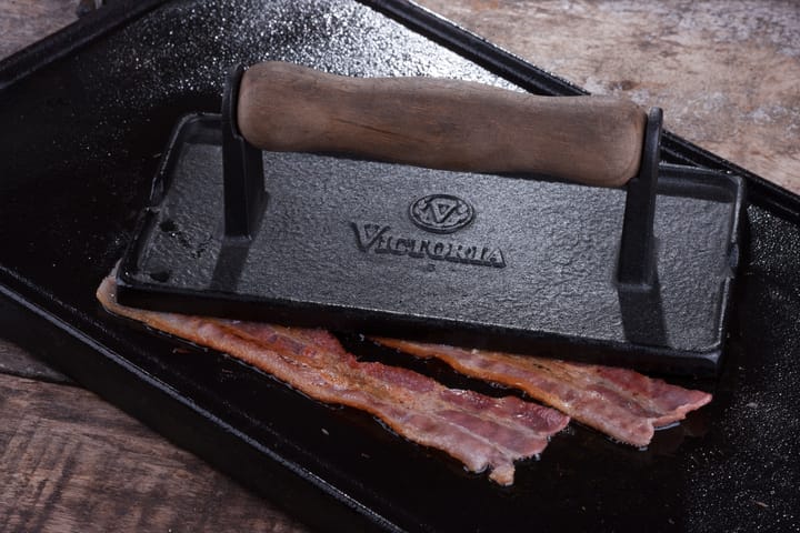 Prasa do bekonu i grilla z żeliwa z drewnianą rączką, 21x11 cm Victoria