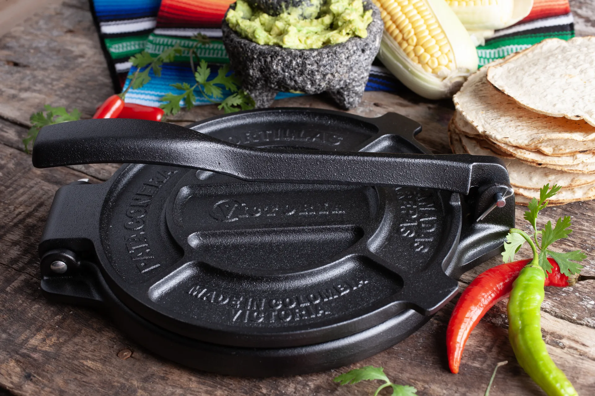 Prasa do tortilli żeliwna 16,5 cm, czarna., Czarny Victoria