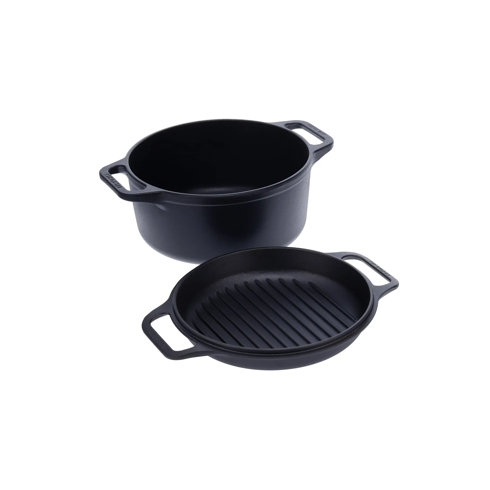 Zestaw naczyń żeliwnych Combo Cooker, garnek i patelnia, 2-częściowy, Czarny Victoria