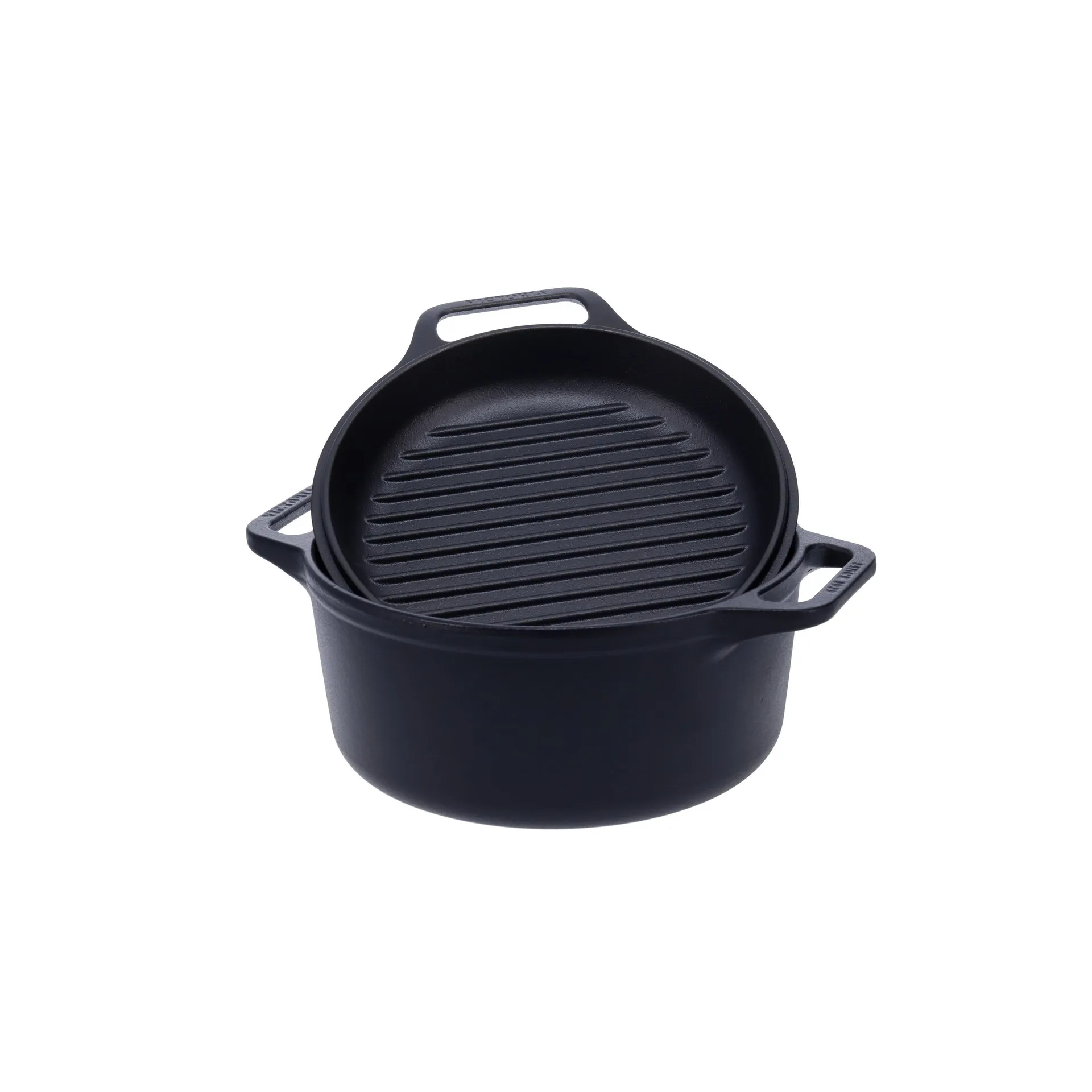 Zestaw naczyń żeliwnych Combo Cooker, garnek i patelnia, 2-częściowy, Czarny Victoria