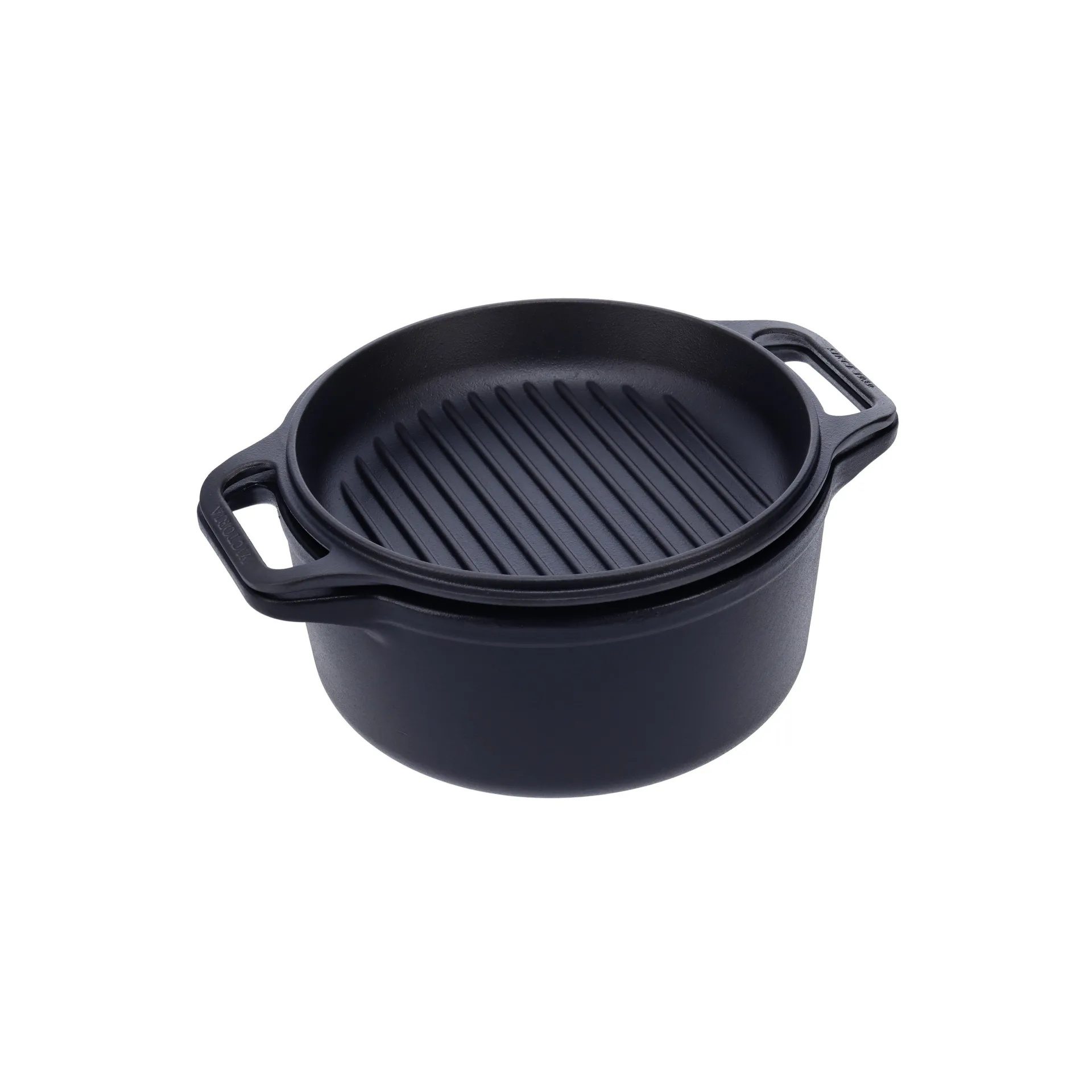 Zestaw naczyń żeliwnych Combo Cooker, garnek i patelnia, 2-częściowy, Czarny Victoria