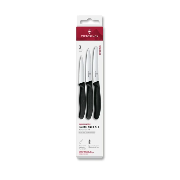 Zestaw 3 noży do obierania Victorinox Swiss Classic - Czarny - Victorinox