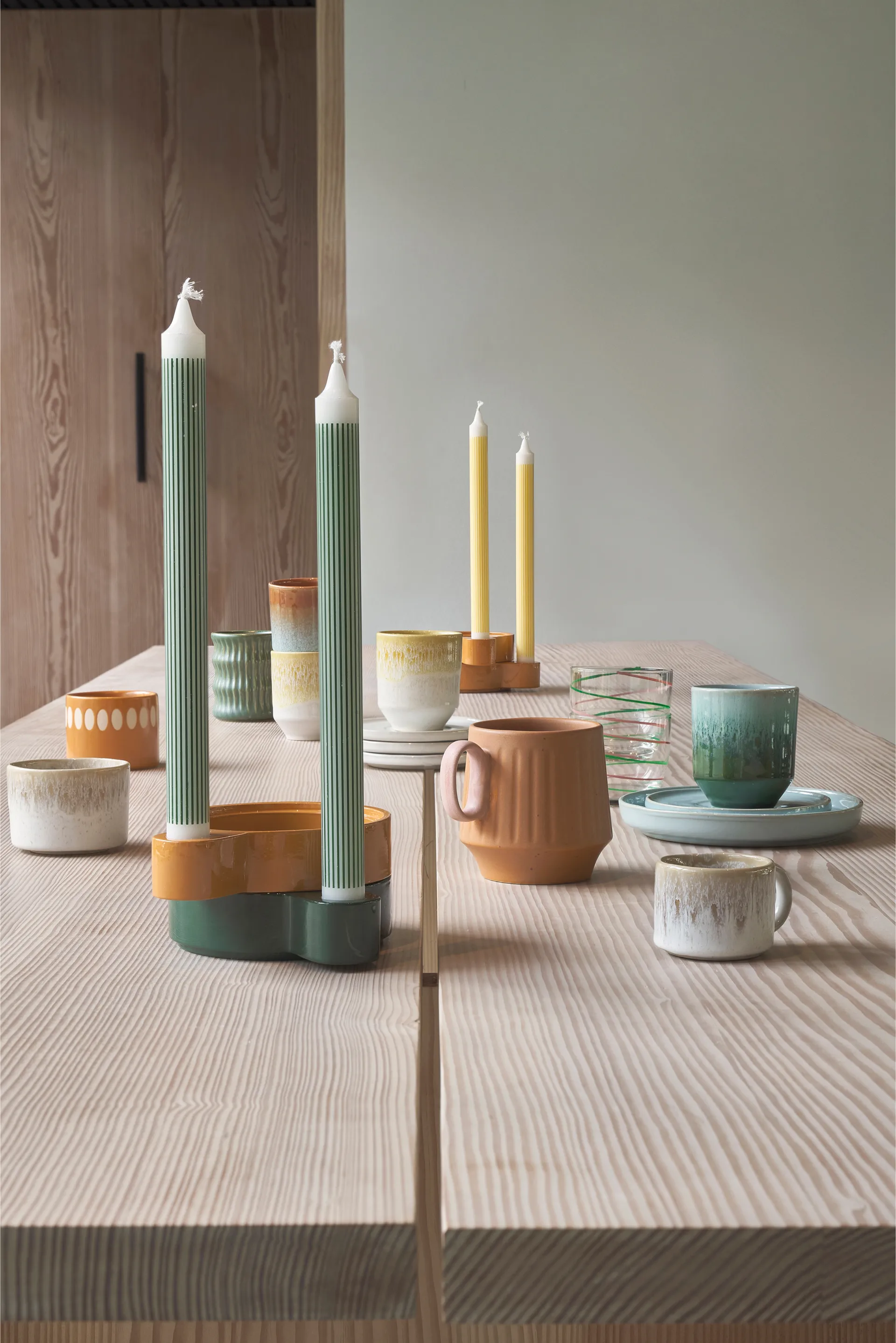 Kubek Style z prążkowanym wzorem 30 cl 2 szt., Zielona Villa Collection