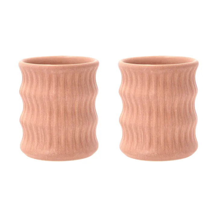 Styles kubek z żłobionym wzorem 300 ml, 2‑pak - Różowy - Villa Collection