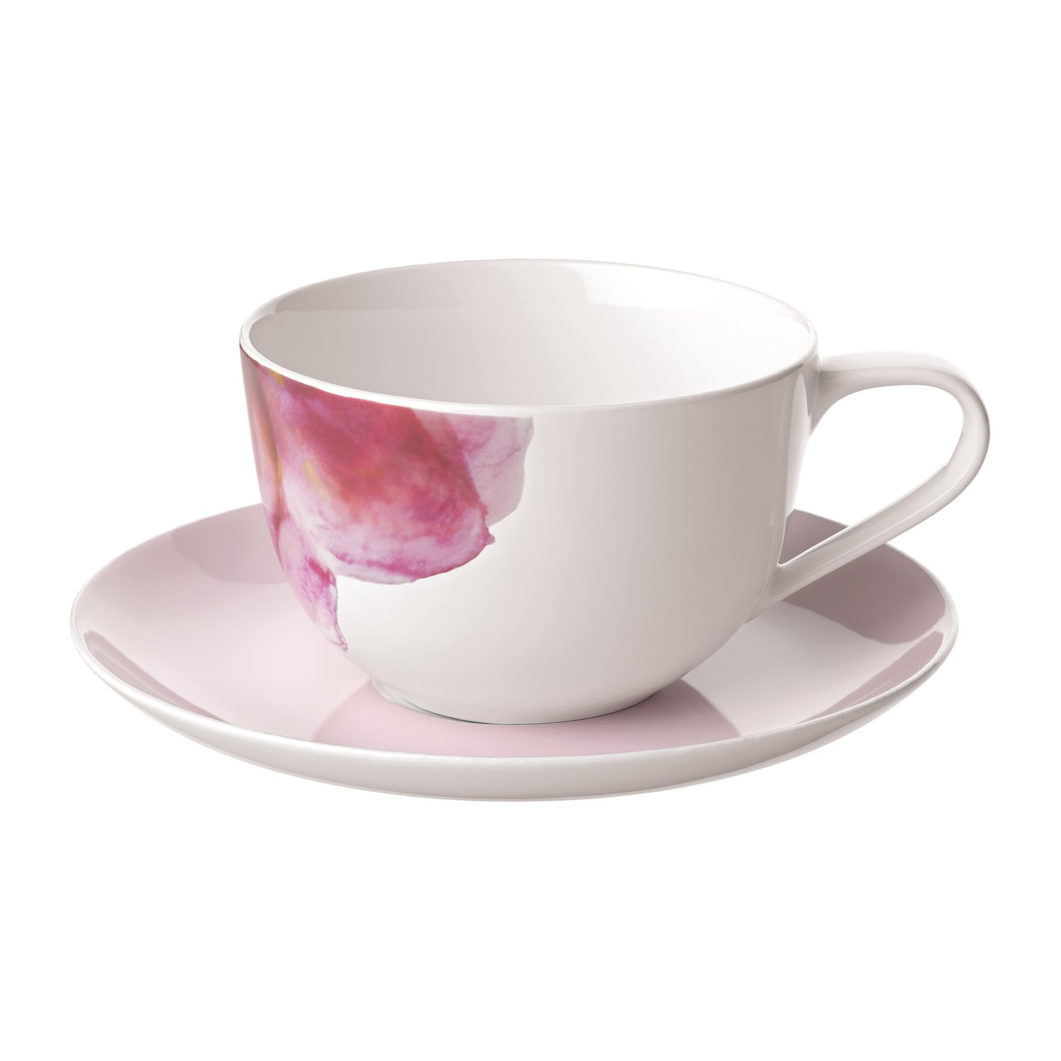 Villeroy & Boch Filiżanka ze spodkiem Rose Garden Różowo-biały
