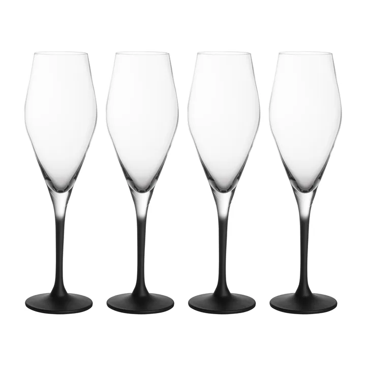 Manufacture Rock kieliszki do szampana 260 ml, zestaw 4 szt. - Przezroczysty-czarny - Villeroy & Boch