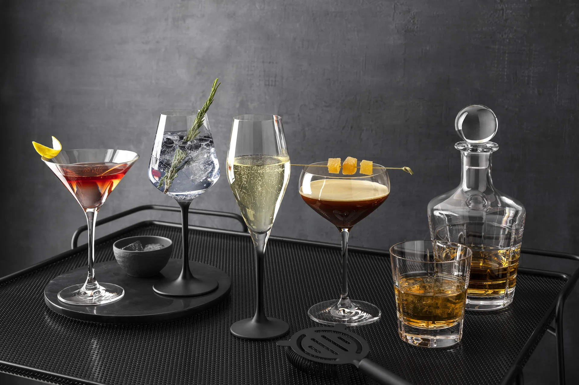 Manufacture Rock kieliszki do szampana 260 ml, zestaw 4 szt., Przezroczysty-czarny Villeroy & Boch