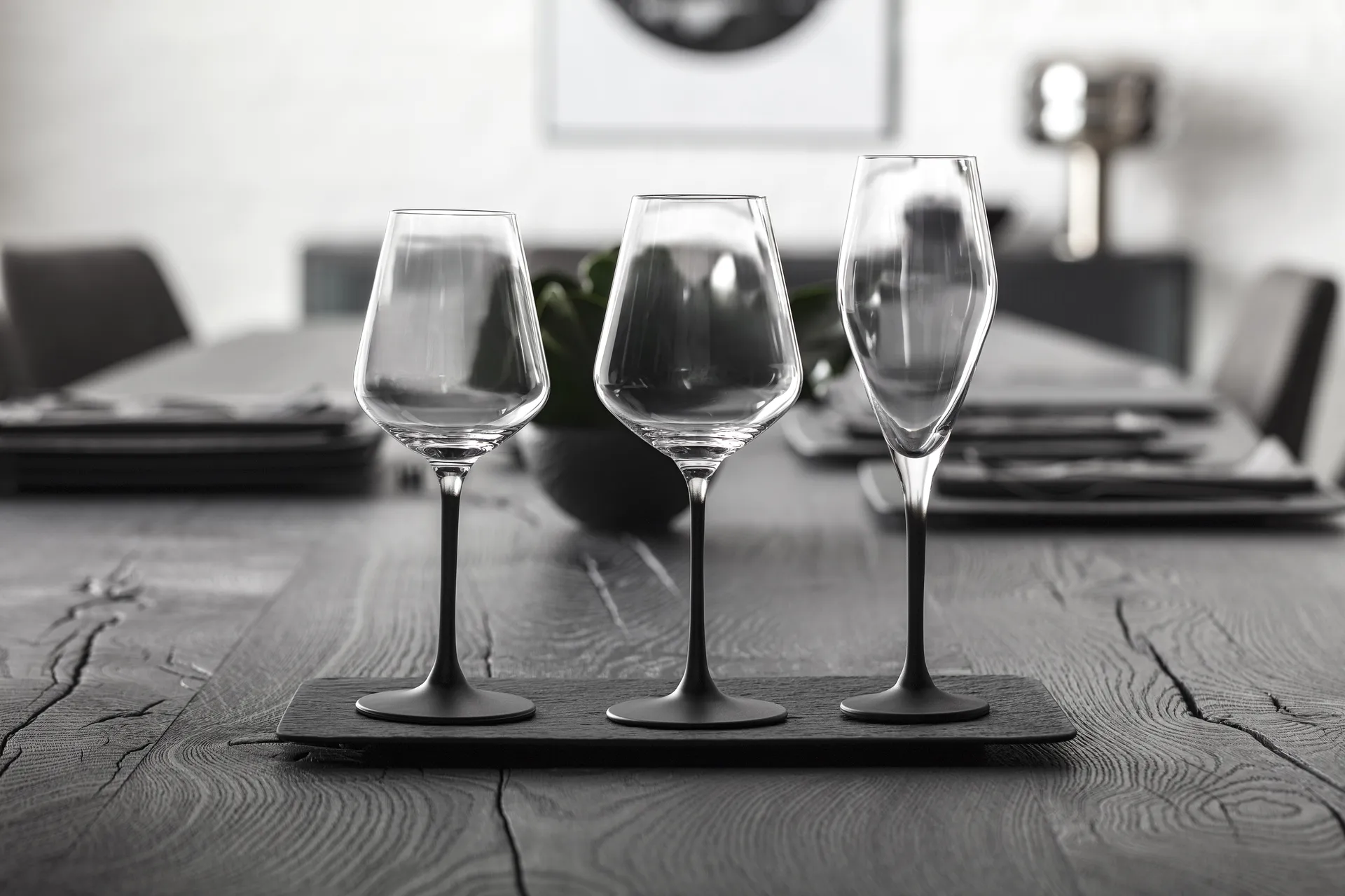 Manufacture Rock kieliszki do szampana 260 ml, zestaw 4 szt., Przezroczysty-czarny Villeroy & Boch