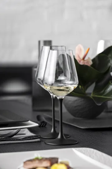 Manufacture Rock kieliszki do wina białego 380 ml, 4‑pak - Przezroczysty-czarny - Villeroy & Boch