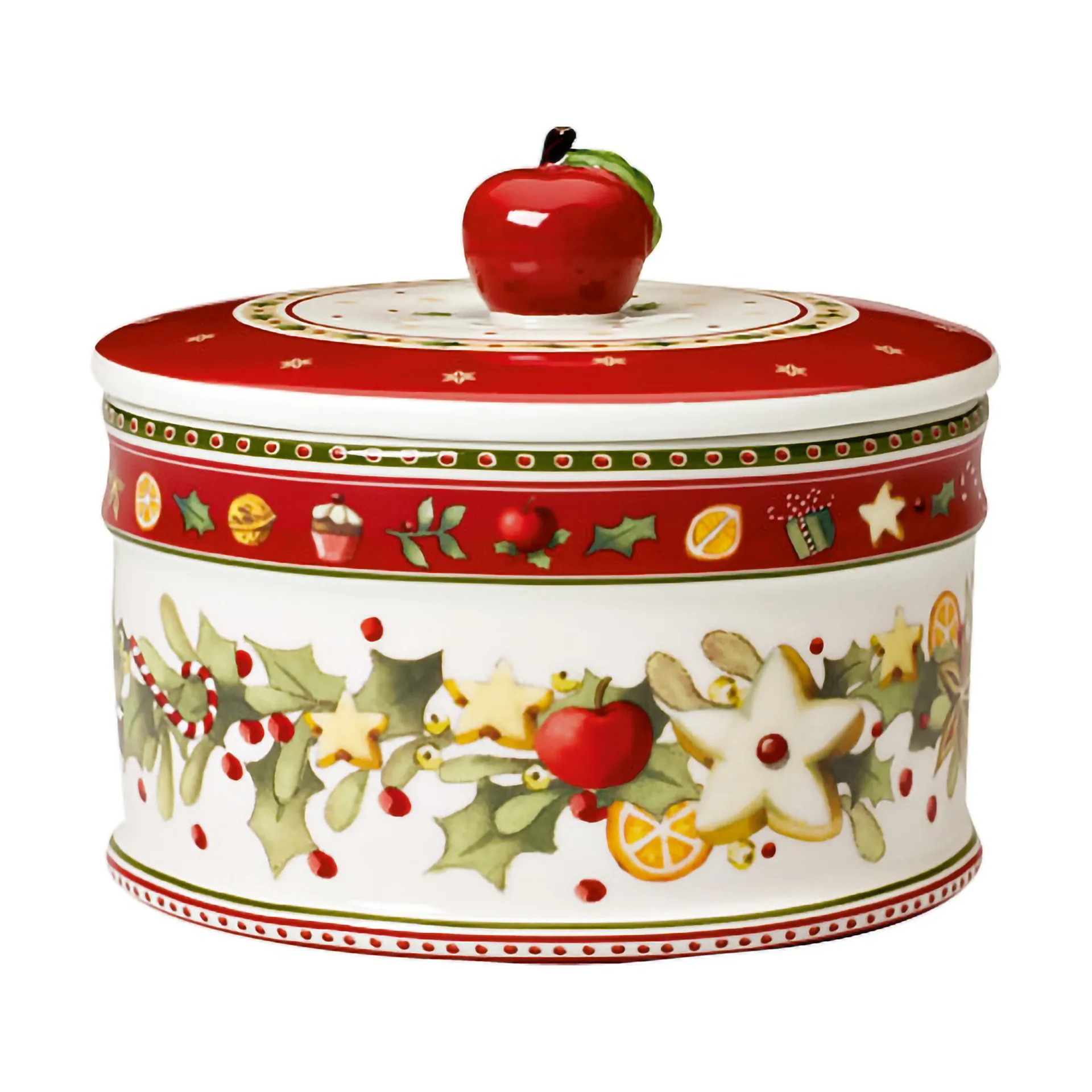 Pojemnik na ciastka Winter Bakery M 0,55 L, Biało-czerwony. Villeroy & Boch