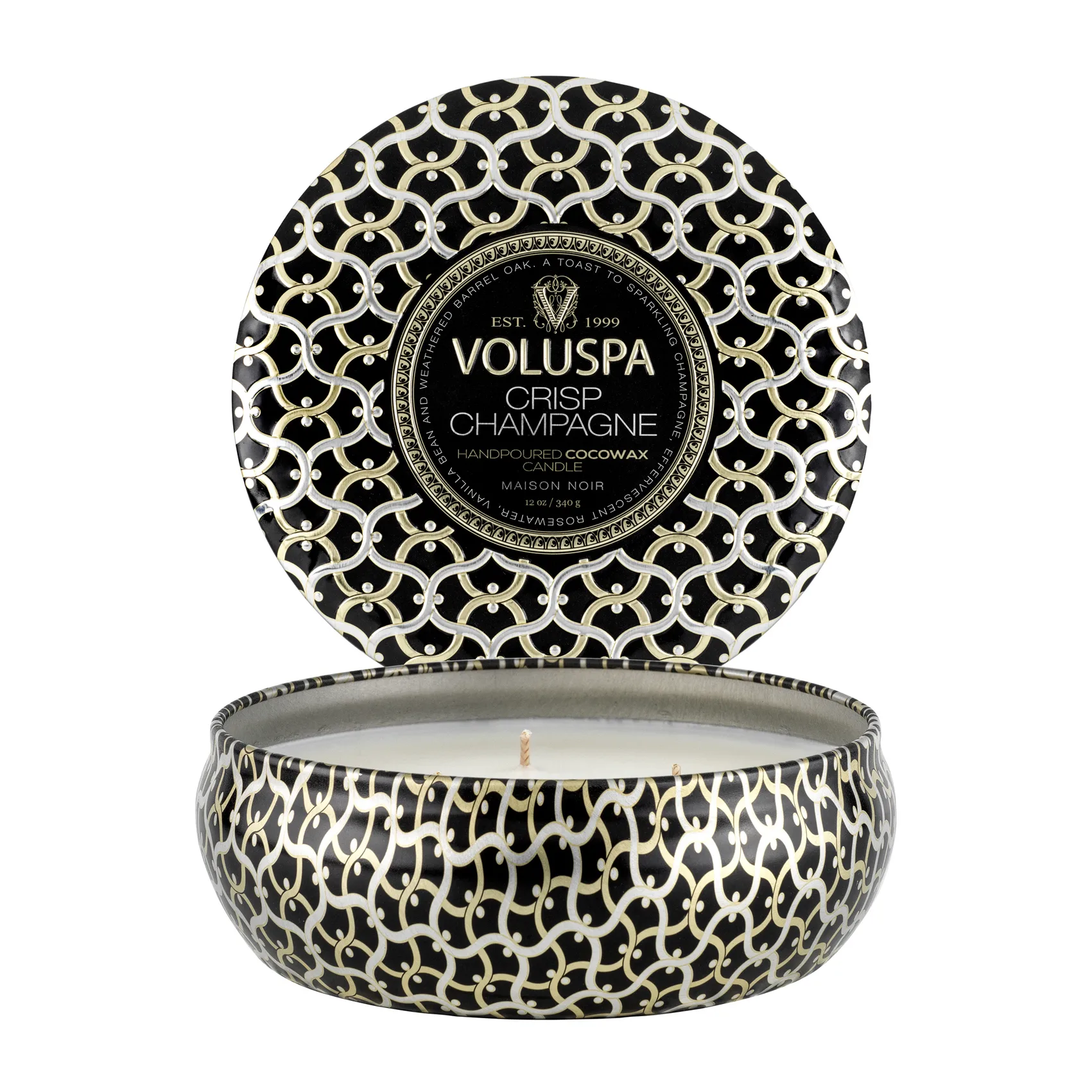 Maison Noir 3-wick Tin świeca zapachowa 40 godz., Crisp Champagne Voluspa