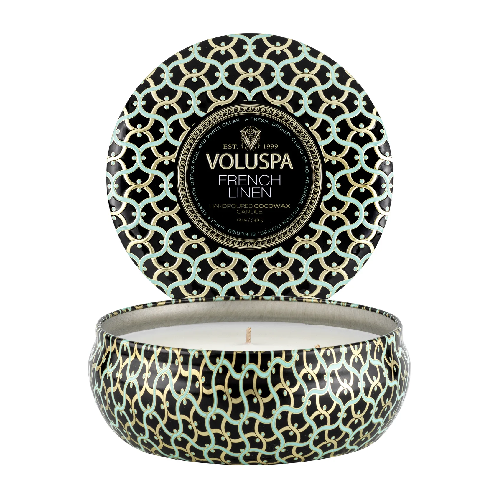 Maison Noir 3-wick Tin świeca zapachowa 40 godz., French Linen Voluspa