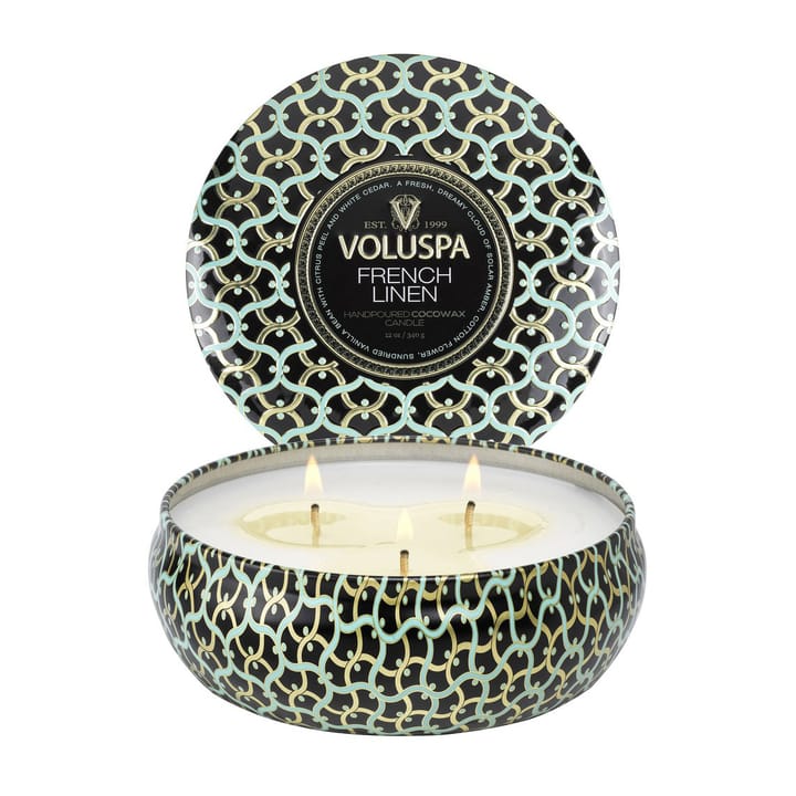 Maison Noir 3-wick Tin świeca zapachowa 40 godz. - French Linen - Voluspa