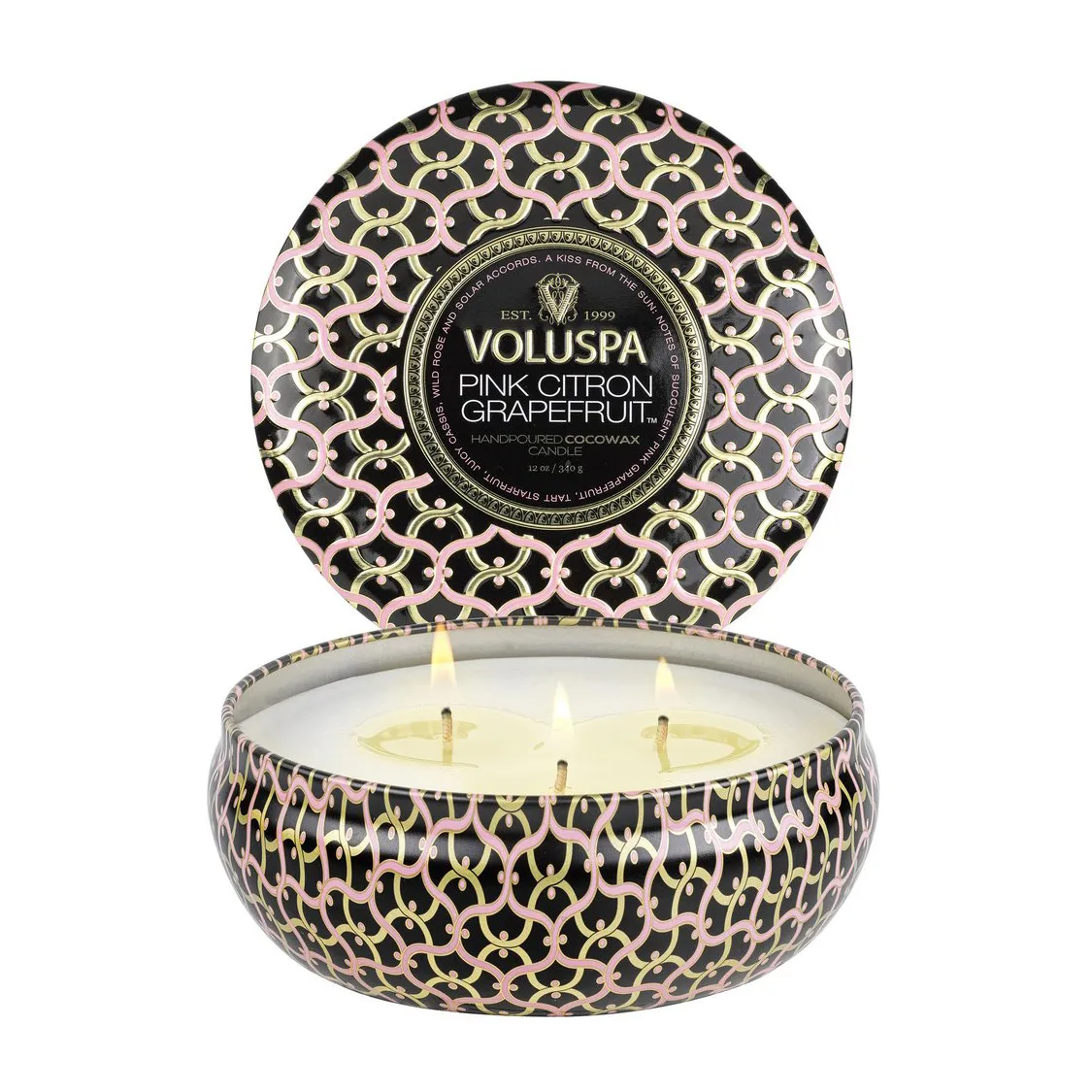 Maison Noir 3-wick Tin świeca zapachowa 40 godz., Pink Citron Grapefruit Voluspa