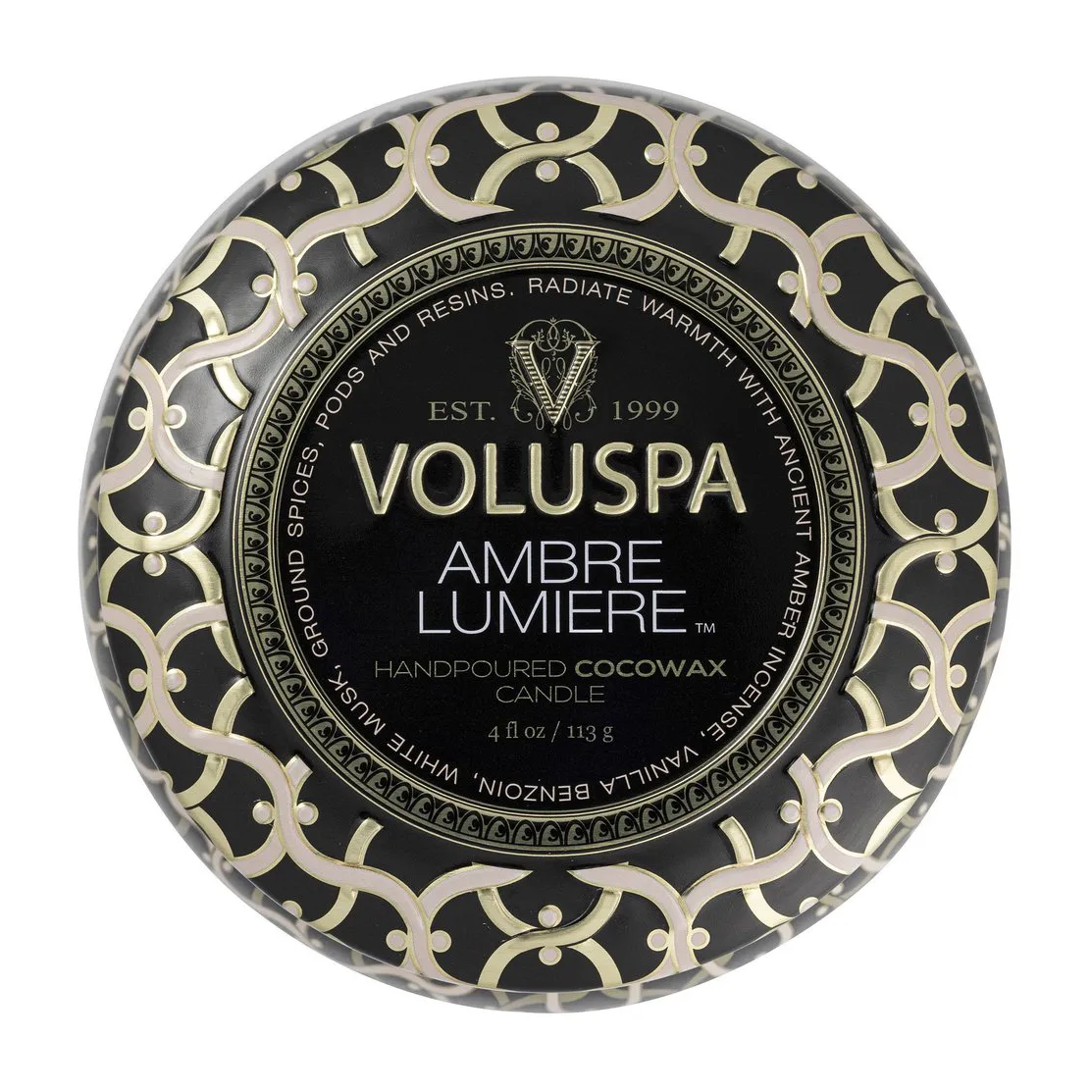 Maison Noir Mini Tin świeca zapachowa 25 godz., Ambre Lumiere Voluspa