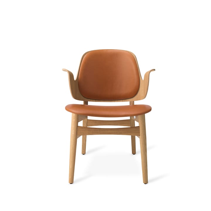 Gesture fotel - Skóra silk 250 cognac, stojak z białego olejowanego dębu - Warm Nordic