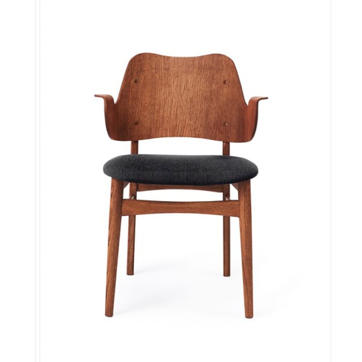 Gesture krzesło, tapicerowane siedzisko - Anthracite-stojak z dębu tekowego olejowanego - Warm Nordic