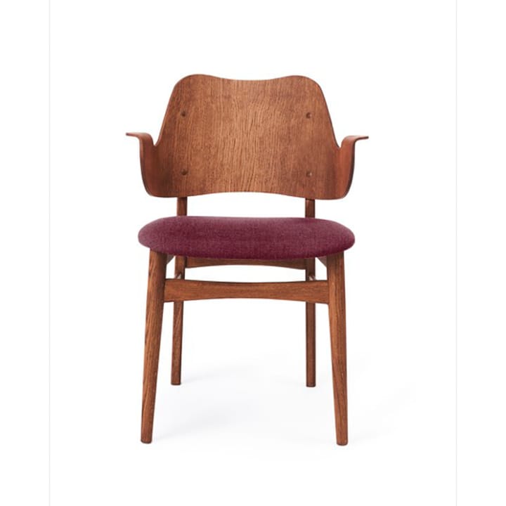 Gesture krzesło, tapicerowane siedzisko - Bordeaux-stojak z dębu tekowego olejowanego - Warm Nordic