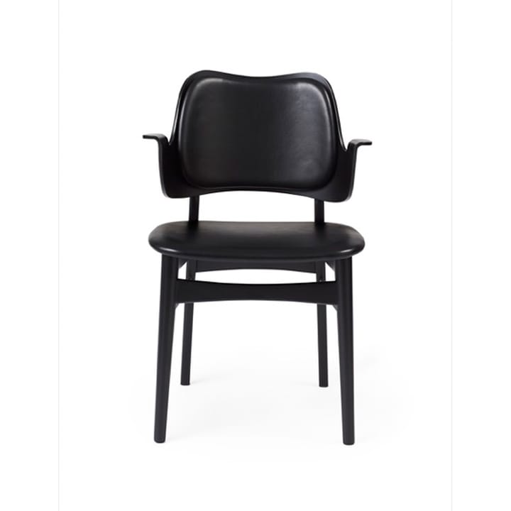 Gesture krzesło, tapicerowane siedzisko i oparcie - Skórzany prescott 207 black, czarny lakierowany stojak,oparcie tapicerowane - Warm Nordic