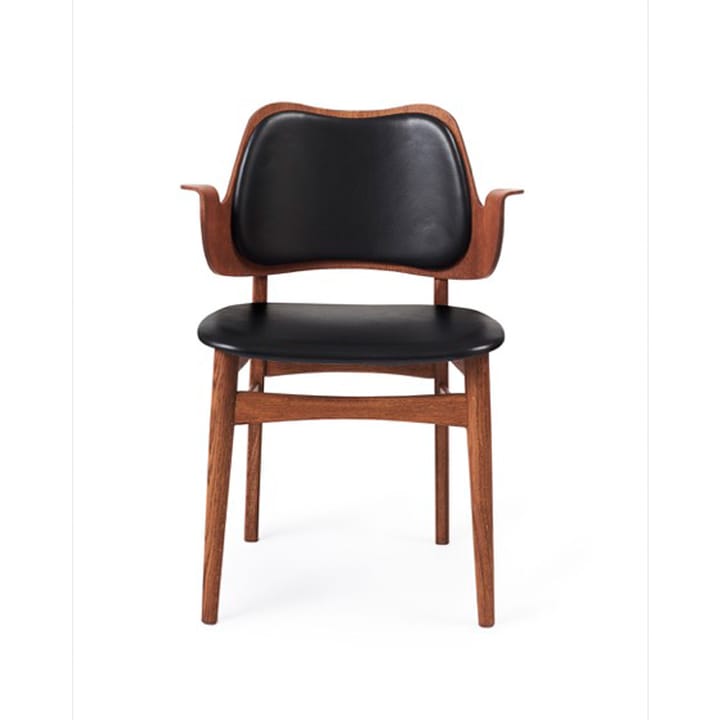 Gesture krzesło, tapicerowane siedzisko i oparcie - Skórzany prescott 207 black, podstawa z dębu olejowanego,siedzisko tapicerowane, oparcie tapicerowane - Warm Nordic