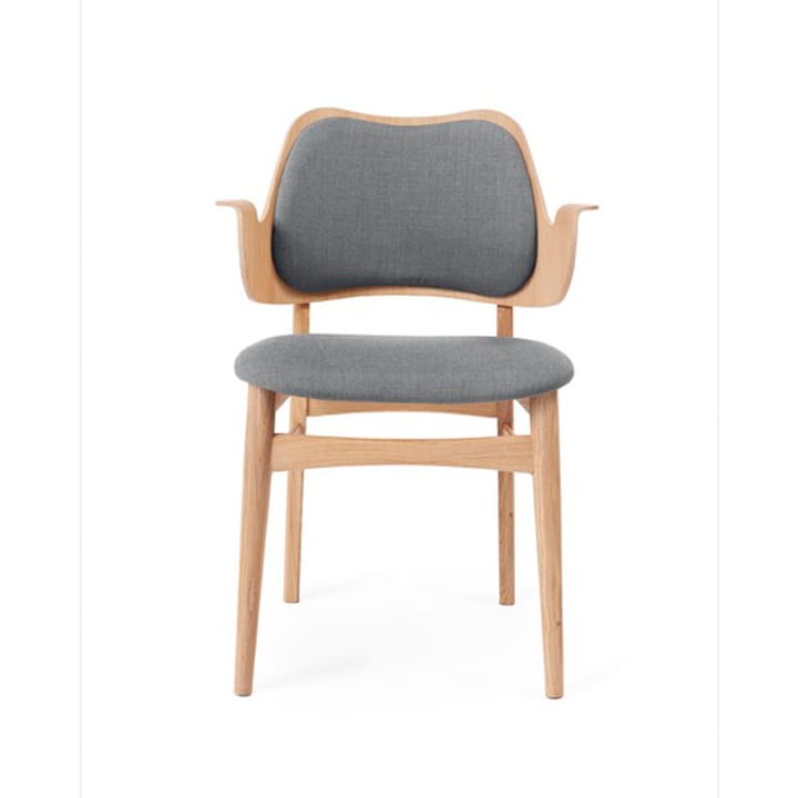 Gesture krzesło, tapicerowane siedzisko i oparcie - tkanina canwazon 134 grey melange, podstawa dąb biały olejowany, siedzisko tapicerowane, oparcie tapicerowane - Warm Nordic