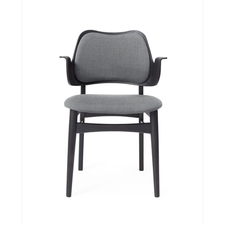 Gesture krzesło, tapicerowane siedzisko i oparcie - tkanina canwazon 134 grey melange,czarny lakierowany stojak - Warm Nordic